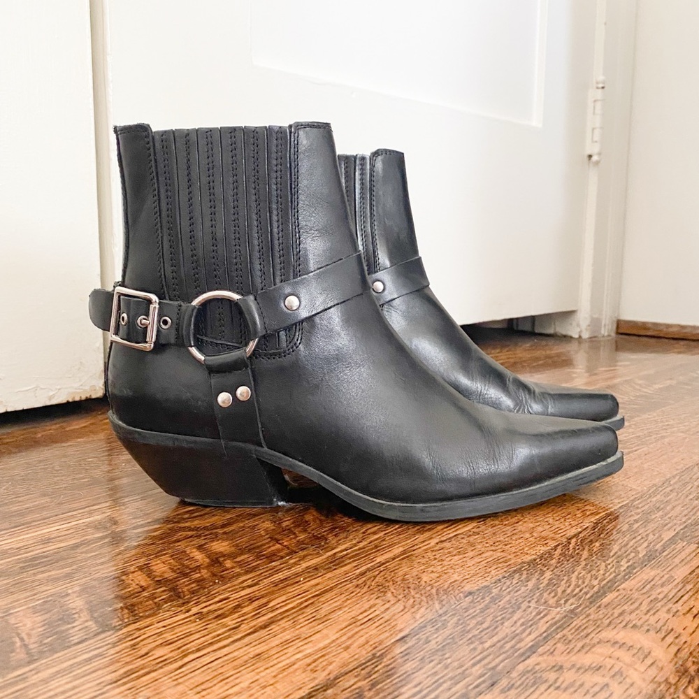 Zara Black Ankle Boots with Buckle Detail